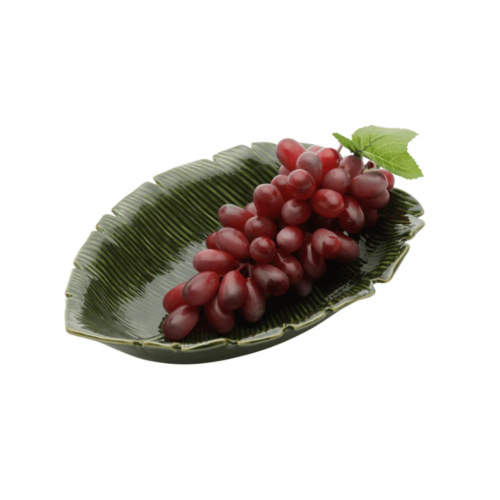Prato Travessa Funda Cerâmica Folha de Banana Leaf Verde 30 cm - Image 5