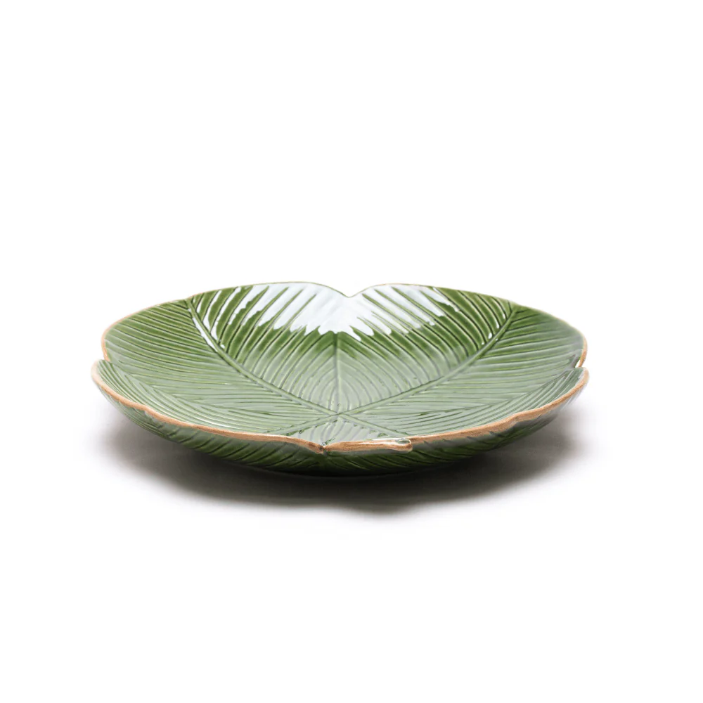 Prato Decorativo Cerâmica Trevo De 4 Folhas Banana Leaf Verde 16 cm - Image 3