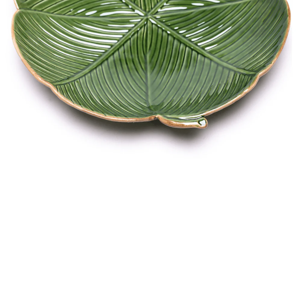 Prato Decorativo Cerâmica Trevo De 4 Folhas Banana Leaf Verde 16 cm - Image 4