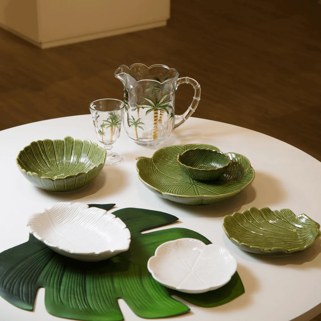 Prato Decorativo Travessa de Cerâmica Banana Leaf Folha Trevo Verde 27cm - Image 5