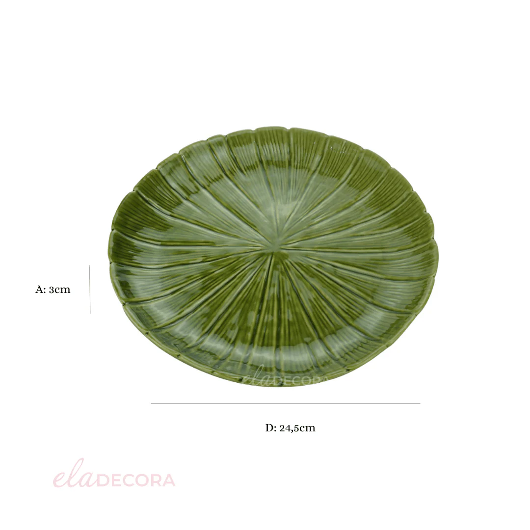 Prato Decorativo de Cerâmica Leaf Folha de Banana Verde 24,5cm - Image 3