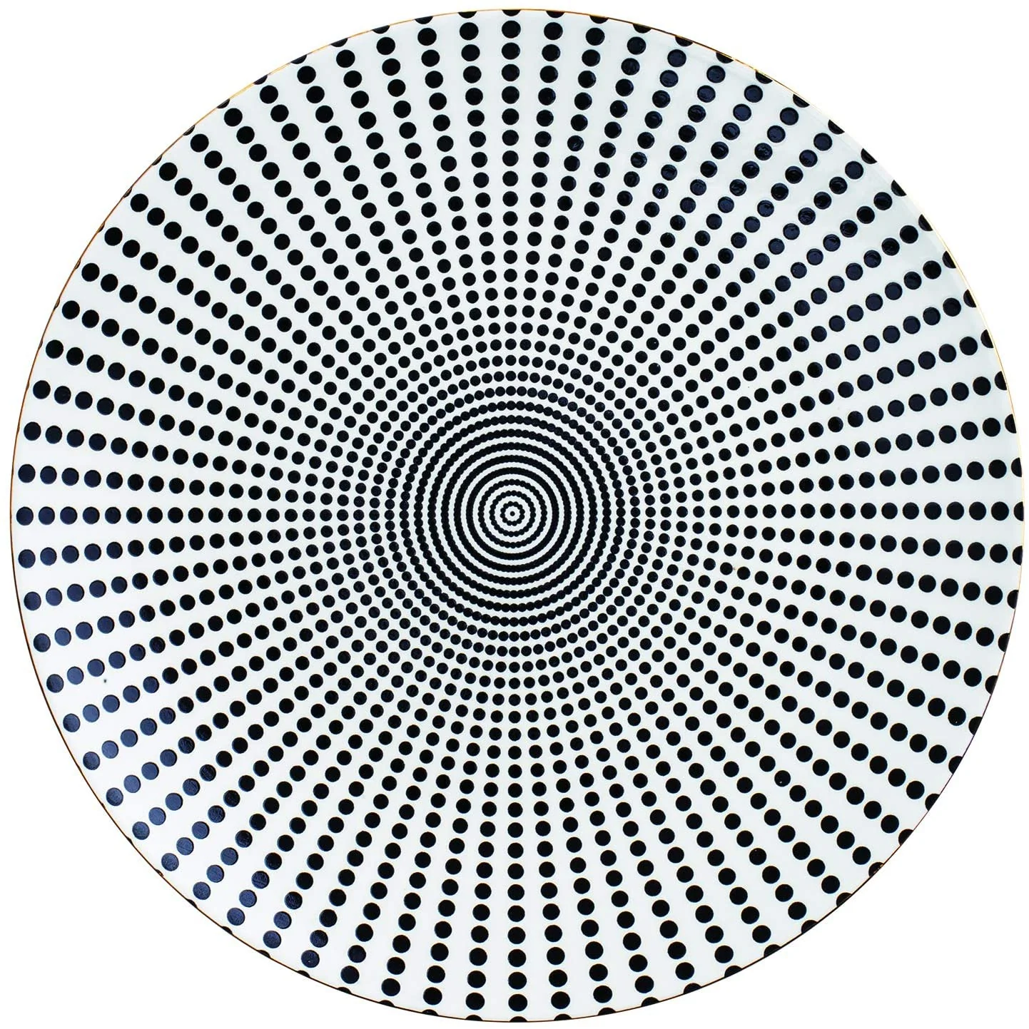 Prato Decorativo Em Ceramica Branco e Preto 26 cm