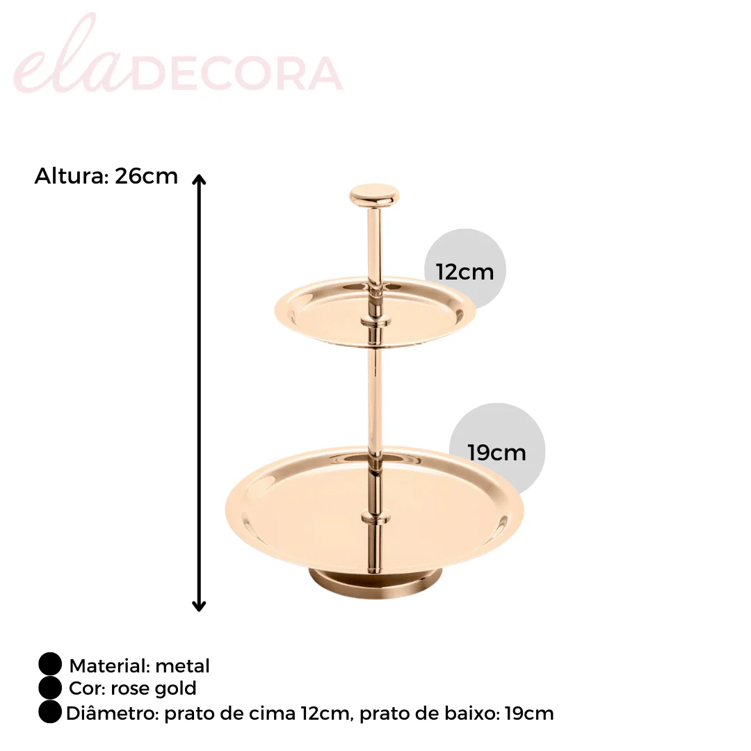 Prato Duplo Para Doces Elegance Rose Gold - 12,5 x 19 cm - Image 3