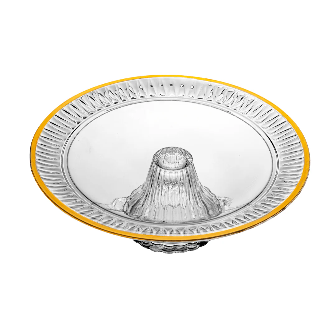 Prato para Bolo Boleira com Pé Radial em Cristal Fio de Ouro 32cm - Image 6