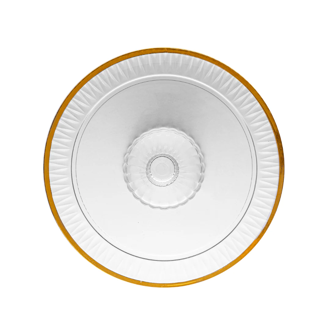 Prato para Bolo Boleira com Pé Radial em Cristal Fio de Ouro 32cm - Image 7