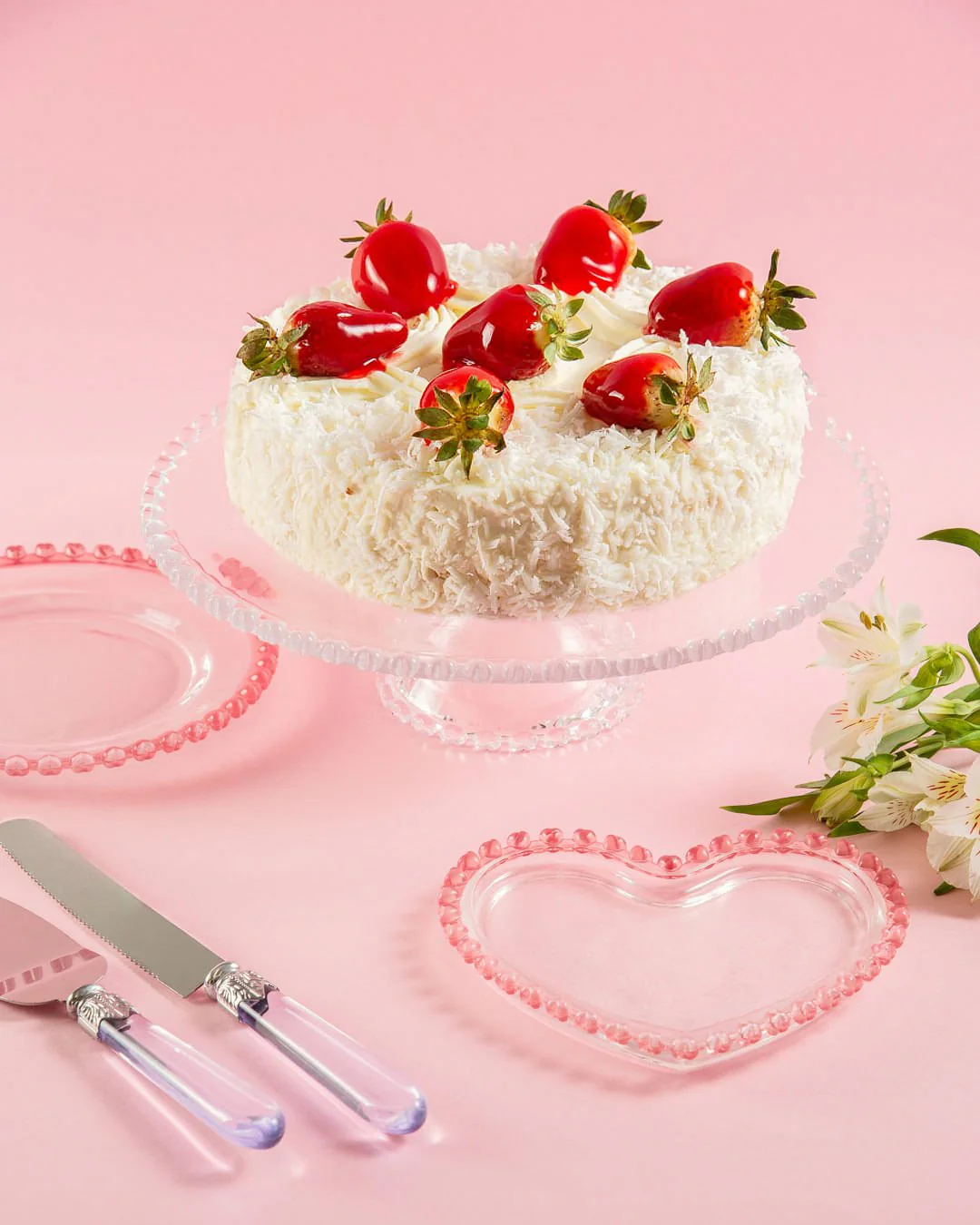 Prato para Bolo Boleira Cristal de Chumbo com Pé de Coração 31,5cm - Image 3