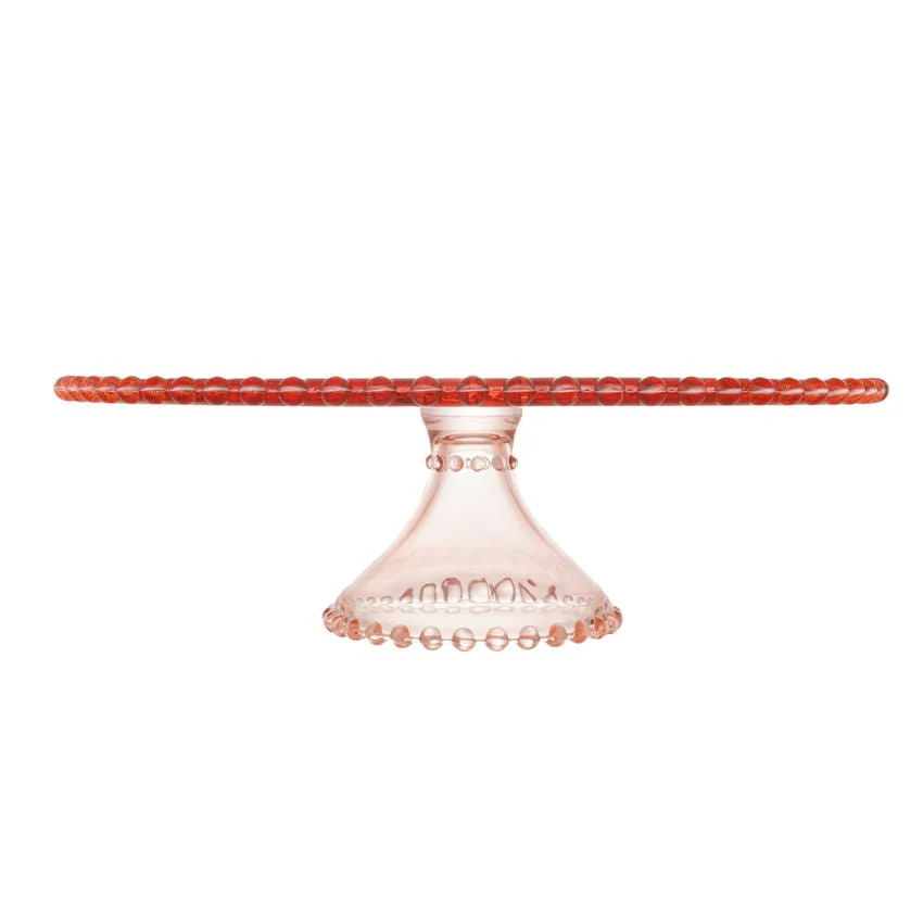 Prato para Bolo Boleira Cristal de Chumbo com Pé Pearl Rosa 31cm - Image 3