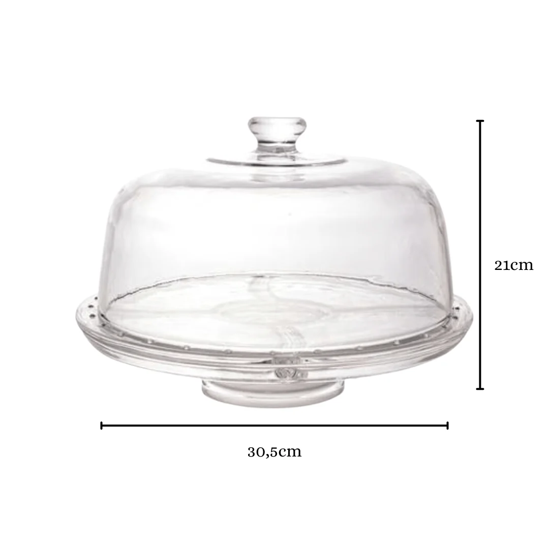 Prato para Bolo Boleira de Cristal Cronos Transparente 30,5cm x 21cm - Image 10