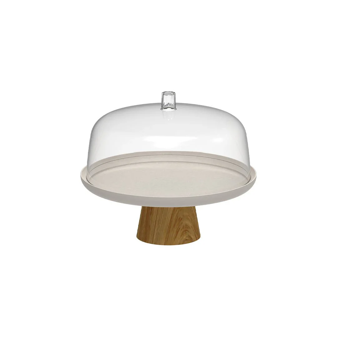 Prato para Bolo Boleira Lume Bege em Bambu com Tampa 27,5cm - Image 6