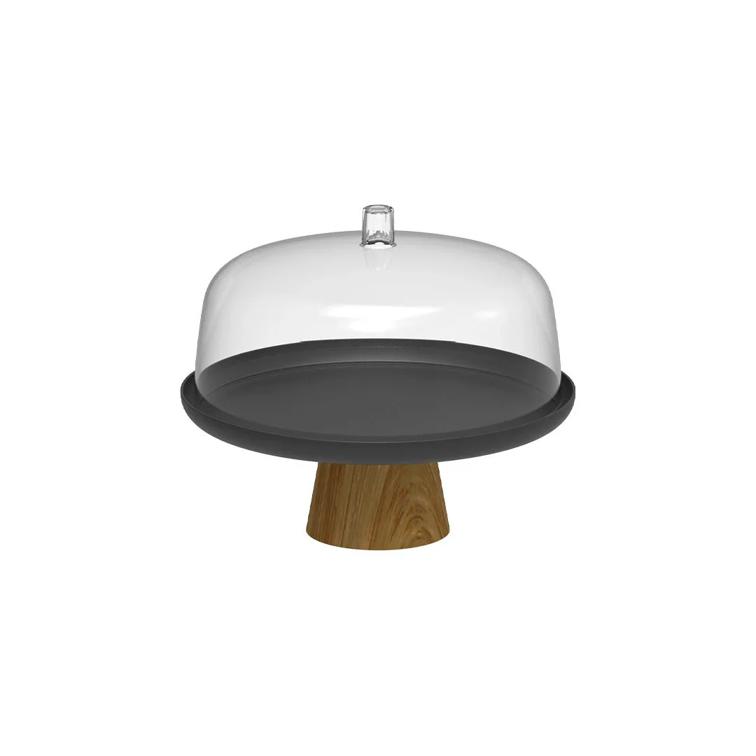 Prato para Bolo Boleira Lume Preto em Bambu com Tampa 27,5cm - Image 7