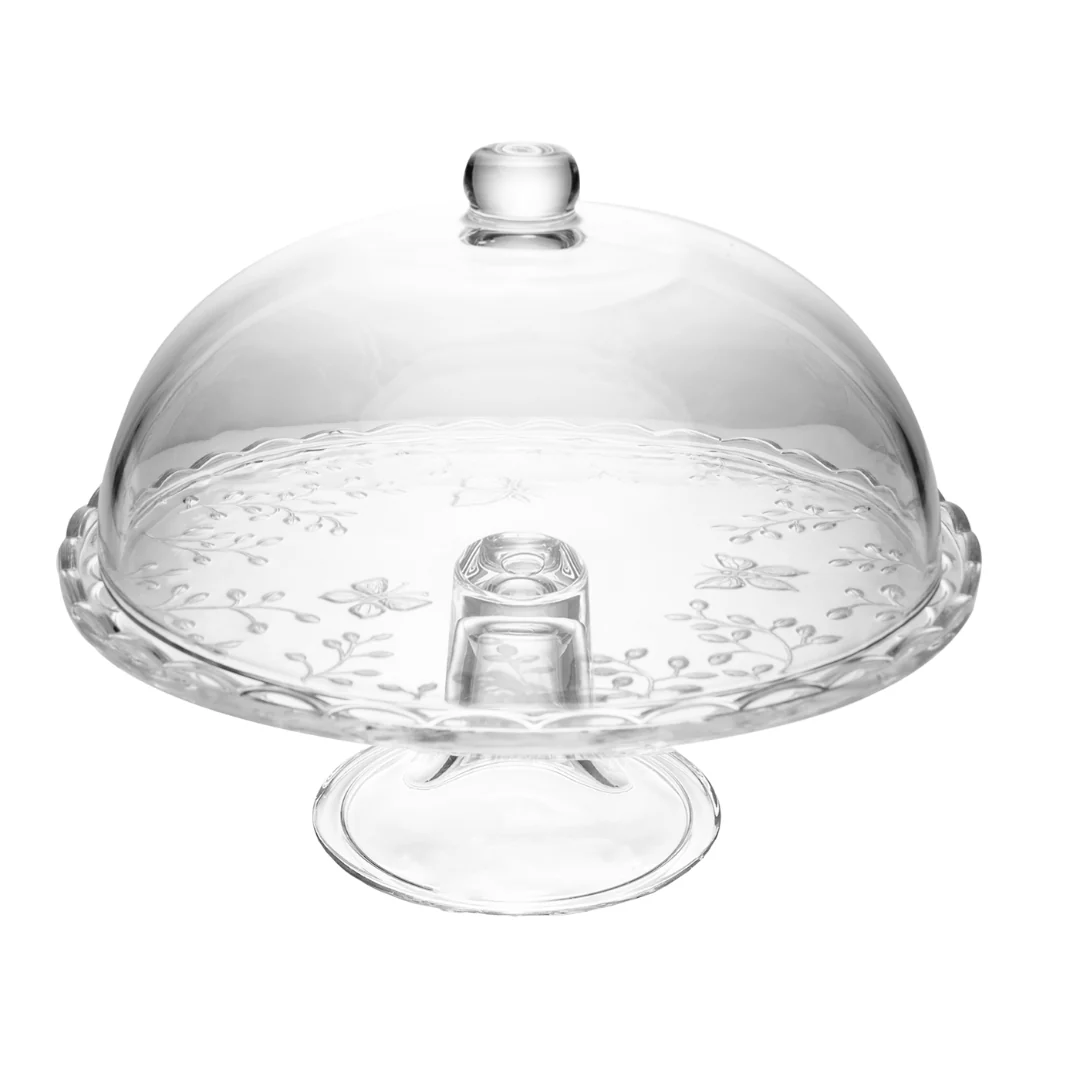 Prato para Bolo com Pé e Tampa de Cristal New Butterfly 30cm - Image 6