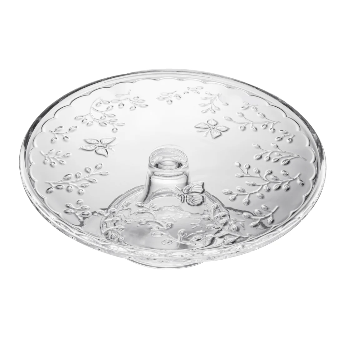 Prato para Bolo com Pé em Cristal Ecológico New Buterfly 30cm - Image 3