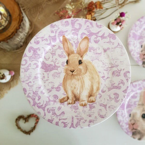 Prato para Bolo Sweet Easter Pascoa Branco e Roxo 27cm - Image 2