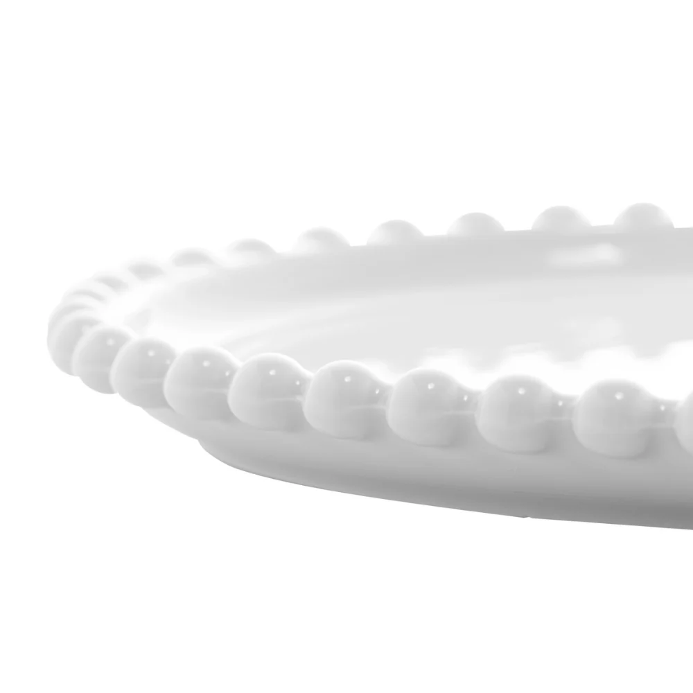 Prato Porcelana Coração Beads Bolinha Branco - 25 cm - Image 3