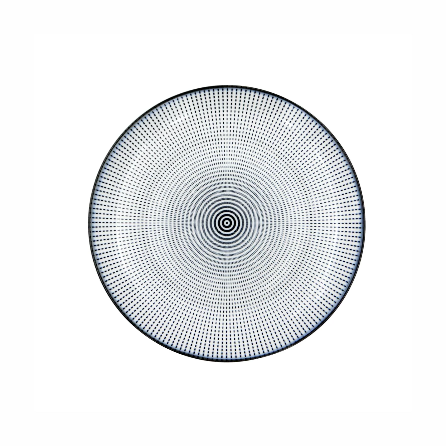 Prato de Porcelana Decorativo Preto e Branco - 19,5 cm