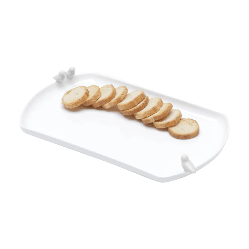 Travessa Prato Porcelana Birds Branco 25 x 16 cm - Image 2