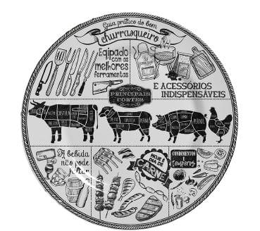 Prato Raso Churrasco Corte Boi Cerâmica 28,5cm