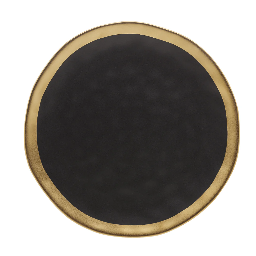 Prato Raso Dubai em Porcelana Preto e Dourado 25cm - Image 5