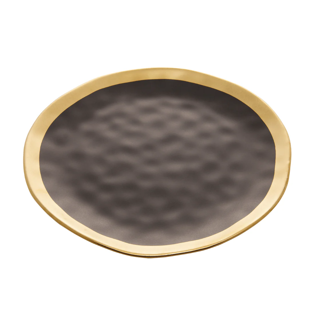 Prato Raso Dubai em Porcelana Preto e Dourado 25cm - Image 6