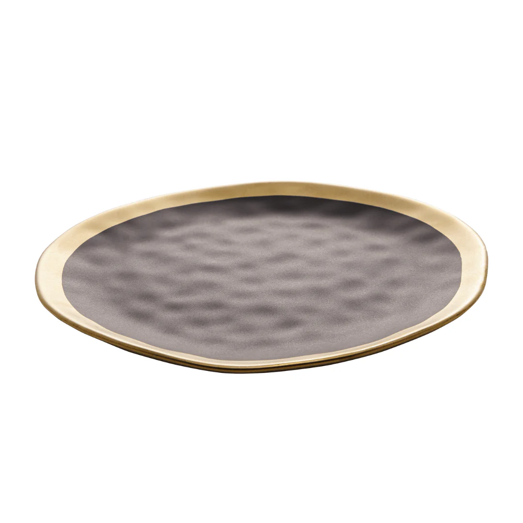 Prato Raso Dubai em Porcelana Preto e Dourado 25cm - Image 7
