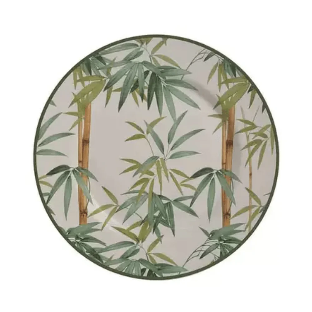 Prato Raso Estampa Bambu em Cerâmica Acetinada 28,5cm