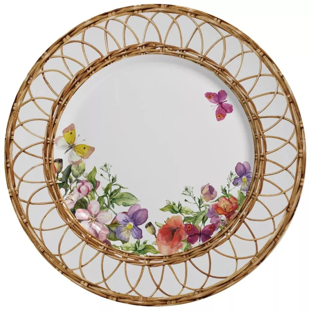 Prato Raso Flores Rattan 28,5cm