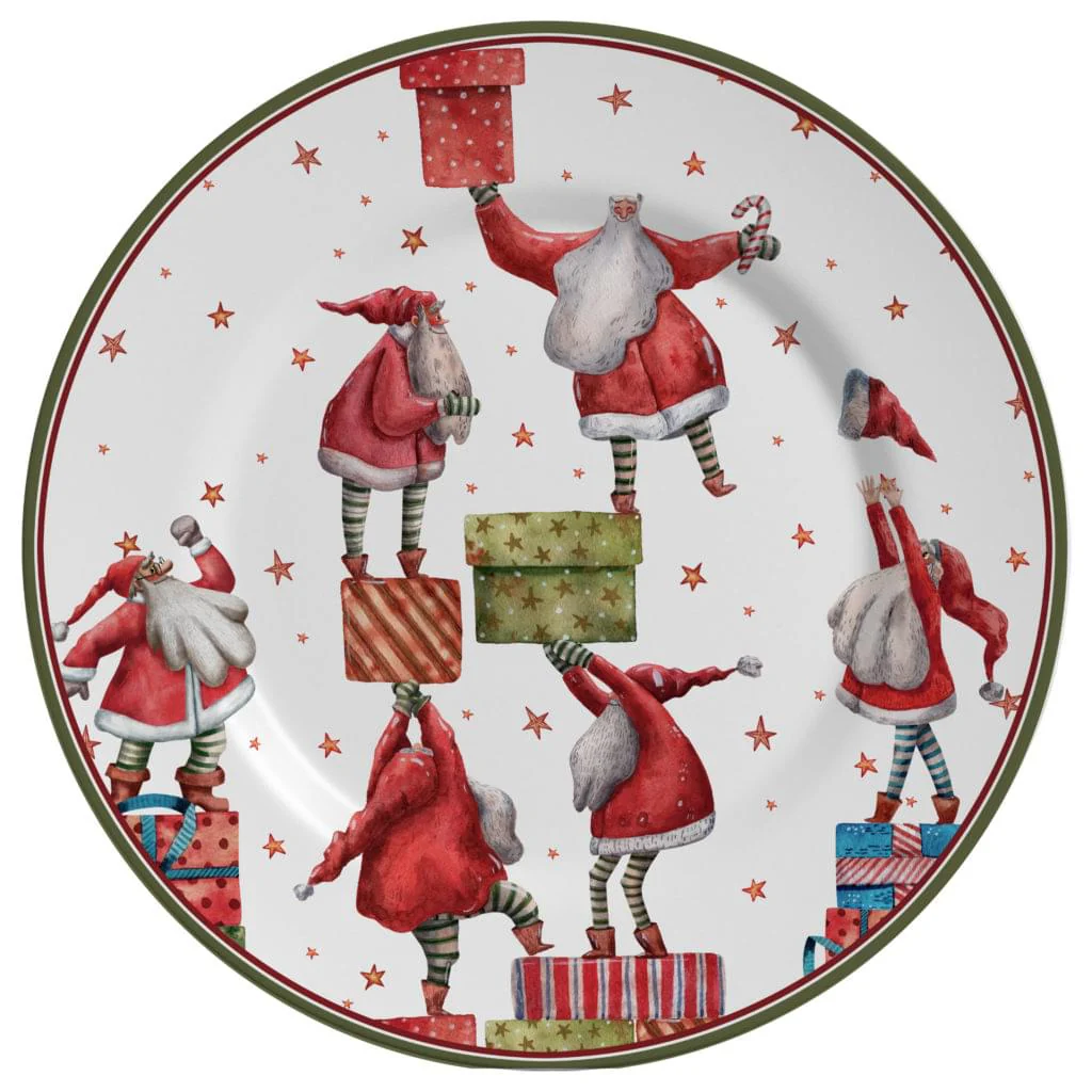 Prato Raso Natal Father Christmas Acetinado 28,5cm