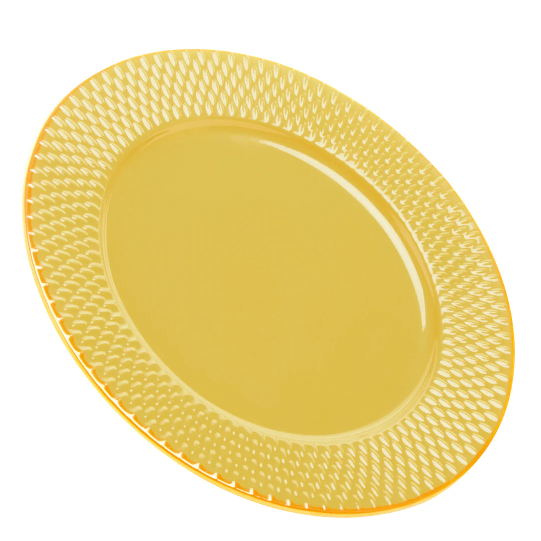 Prato Raso Porcelana Drops Amarelo com Detalhe Metalizado - 27 cm - Image 2