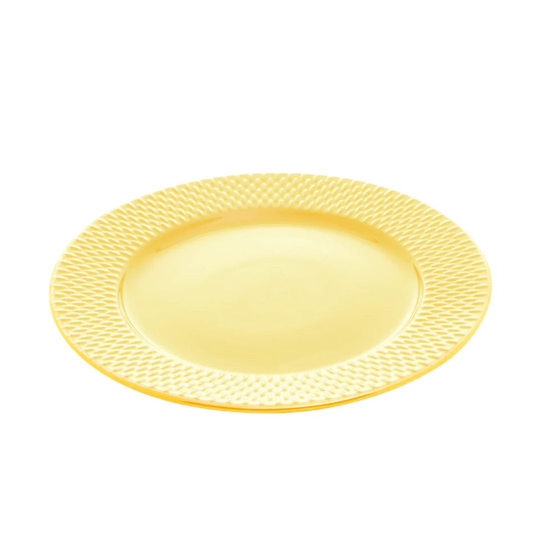 Prato Raso Porcelana Drops Amarelo com Detalhe Metalizado - 27 cm - Image 3