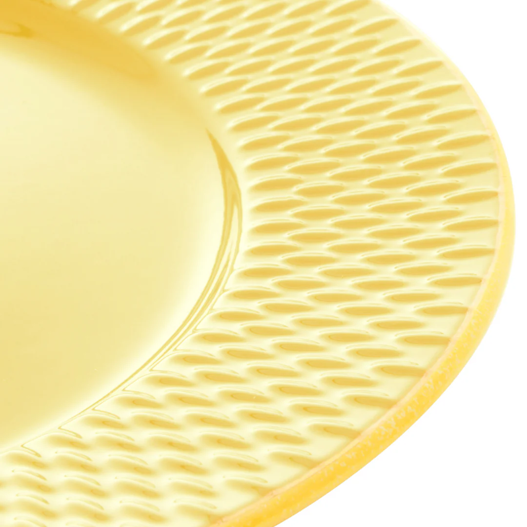 Prato Raso Porcelana Drops Amarelo com Detalhe Metalizado - 27 cm - Image 4