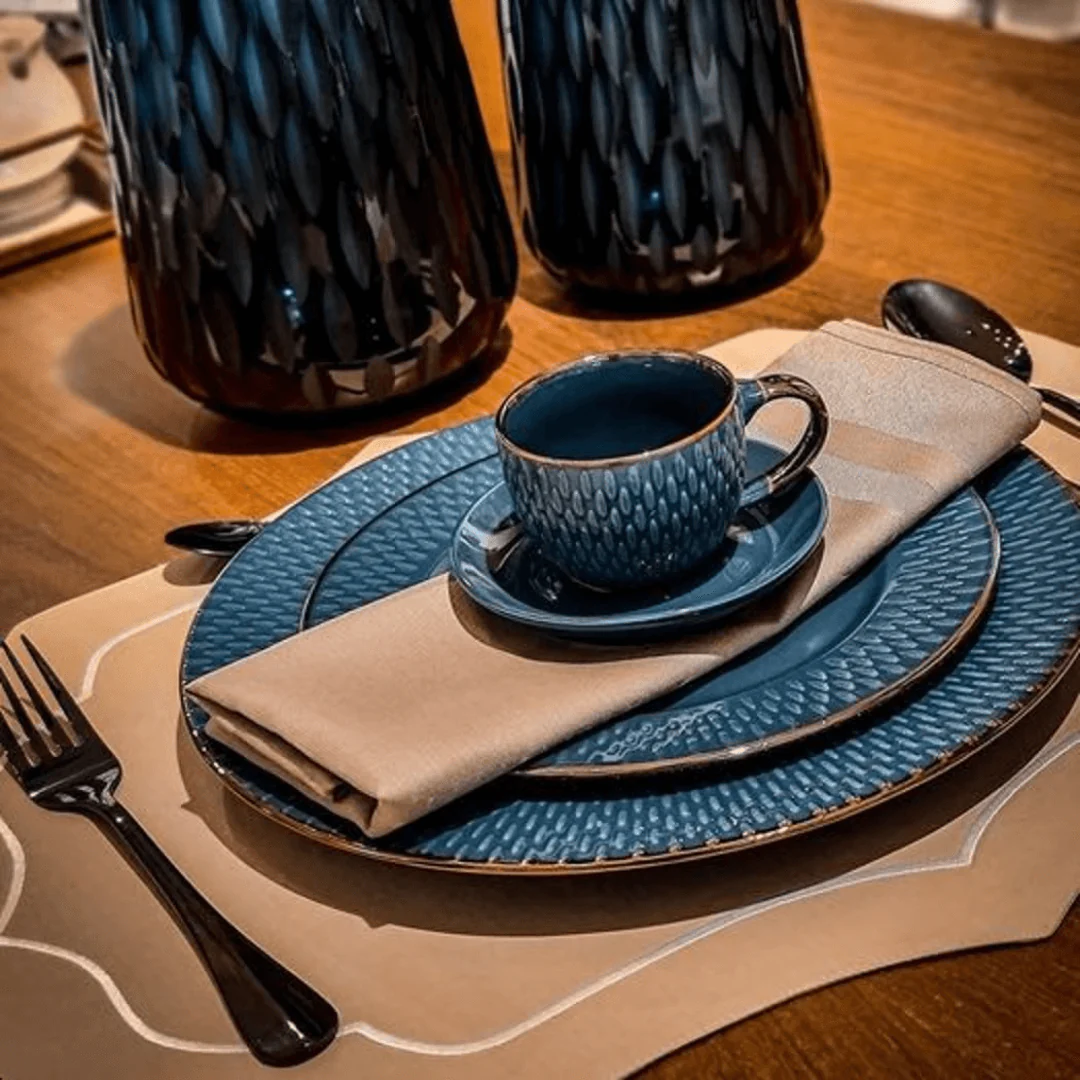 Prato Raso Porcelana Drops Azul 27cm - Image 2