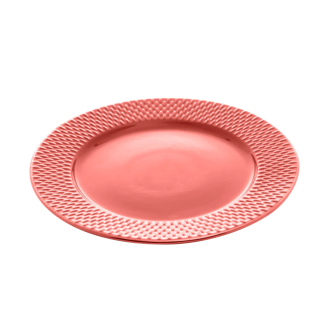 Prato Raso Porcelana Drops Laranja com Detalhe Metalizado - 27 cm - Image 8