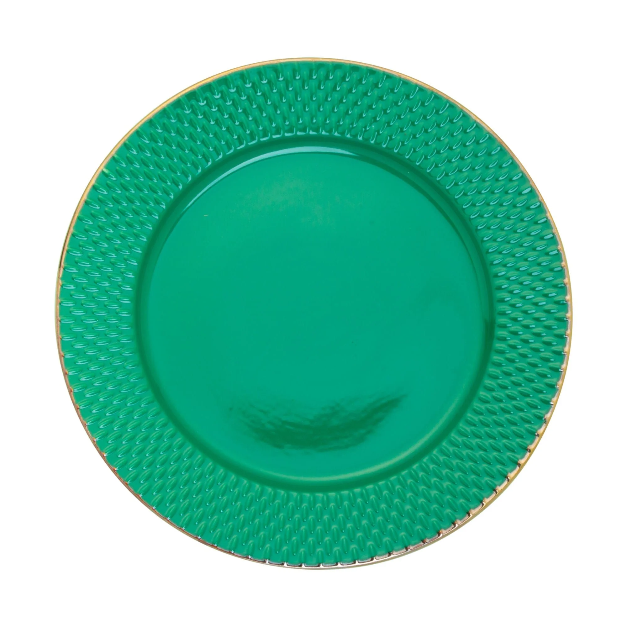 Prato Raso Porcelana Drops Verde com Detalhe Metalizado - 27 cm