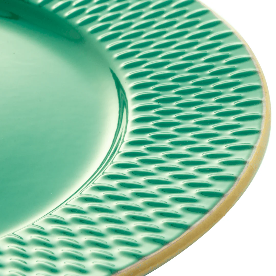 Prato Raso Porcelana Drops Verde com Detalhe Metalizado - 27 cm - Image 6