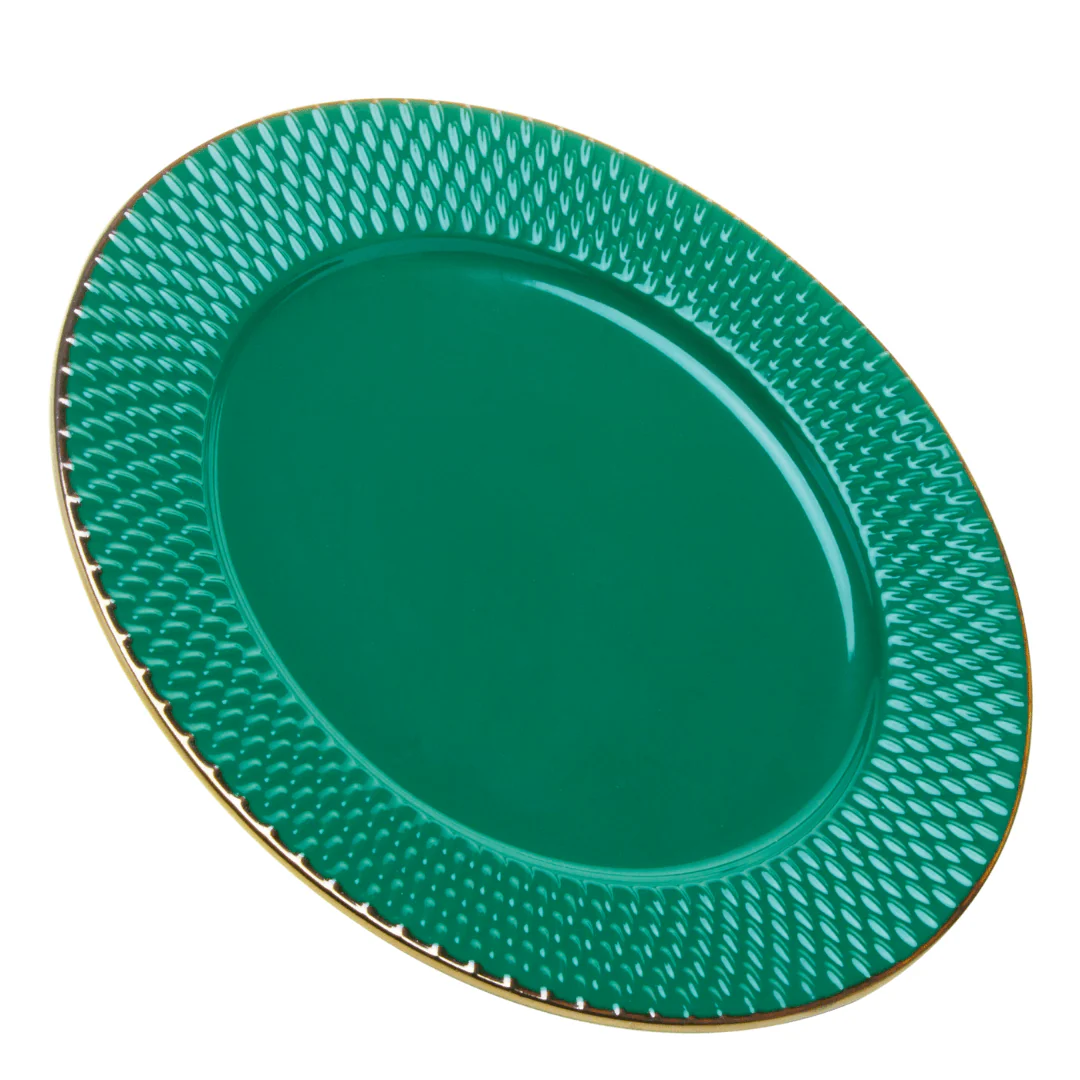 Prato Raso Porcelana Drops Verde com Detalhe Metalizado - 27 cm - Image 8