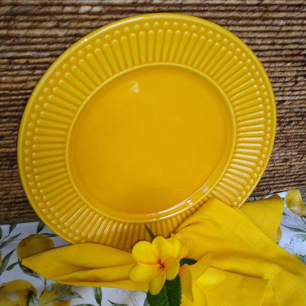 Prato Raso Cerâmica Roma Amarelo Mostarda - 26 cm - Image 3