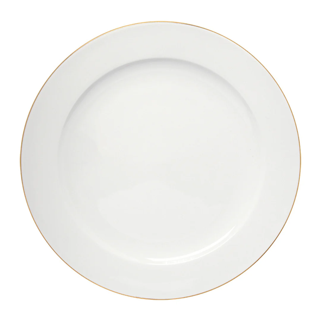 Prato Raso Royal Porcelana Branco e Borda Dourada 27cm