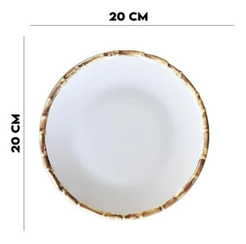 Prato Sobremesa Bambu Branco 20cm - Image 3