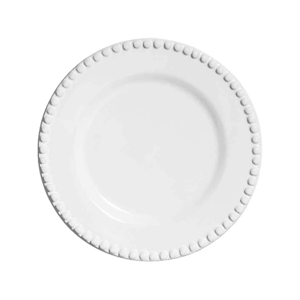 Prato Sobremesa Bolinha Branco 20cm