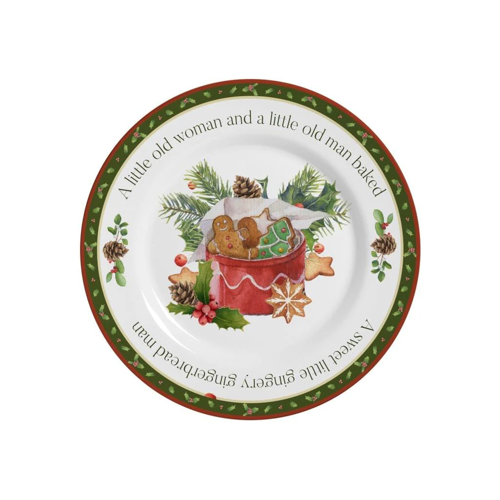 Prato Sobremesa Natal Christmas Biscoito Acetinado 19,5cm