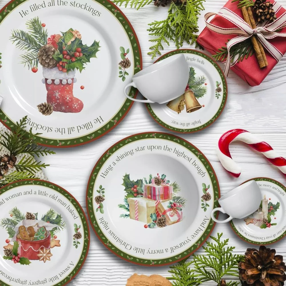 Prato Sobremesa Natal Christmas Biscoito Acetinado 19,5cm - Image 2