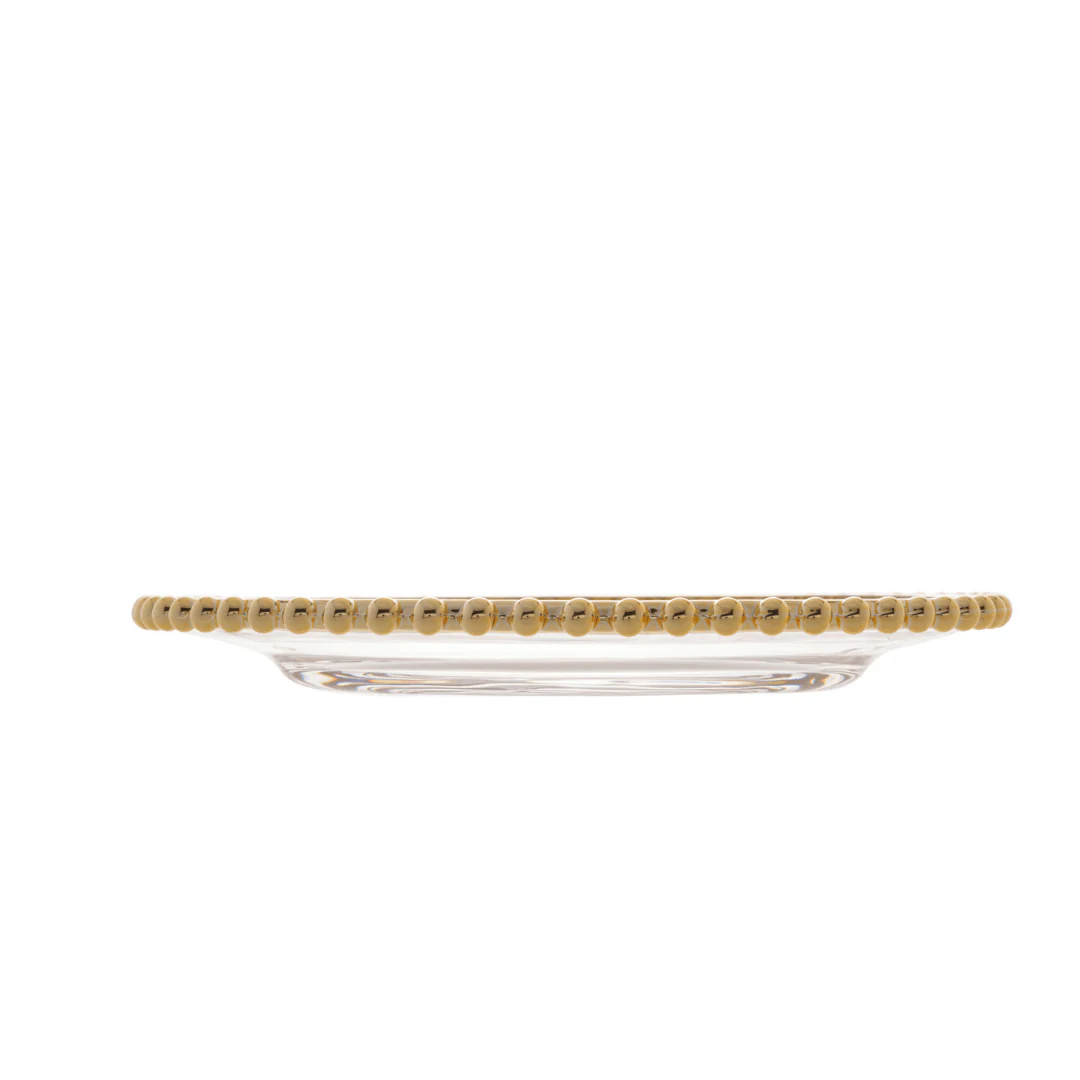 Prato Sobremesa Cristal com Borda Bolinha Dourada Pearl - 20 cm - Image 14