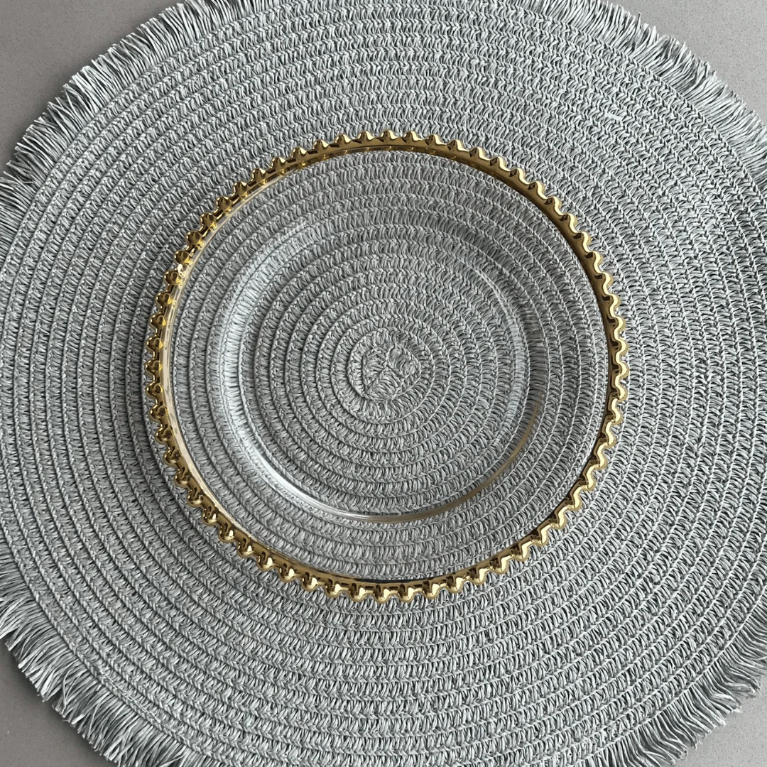 Prato Sobremesa Cristal com Borda Bolinha Dourada Pearl - 20 cm - Image 2