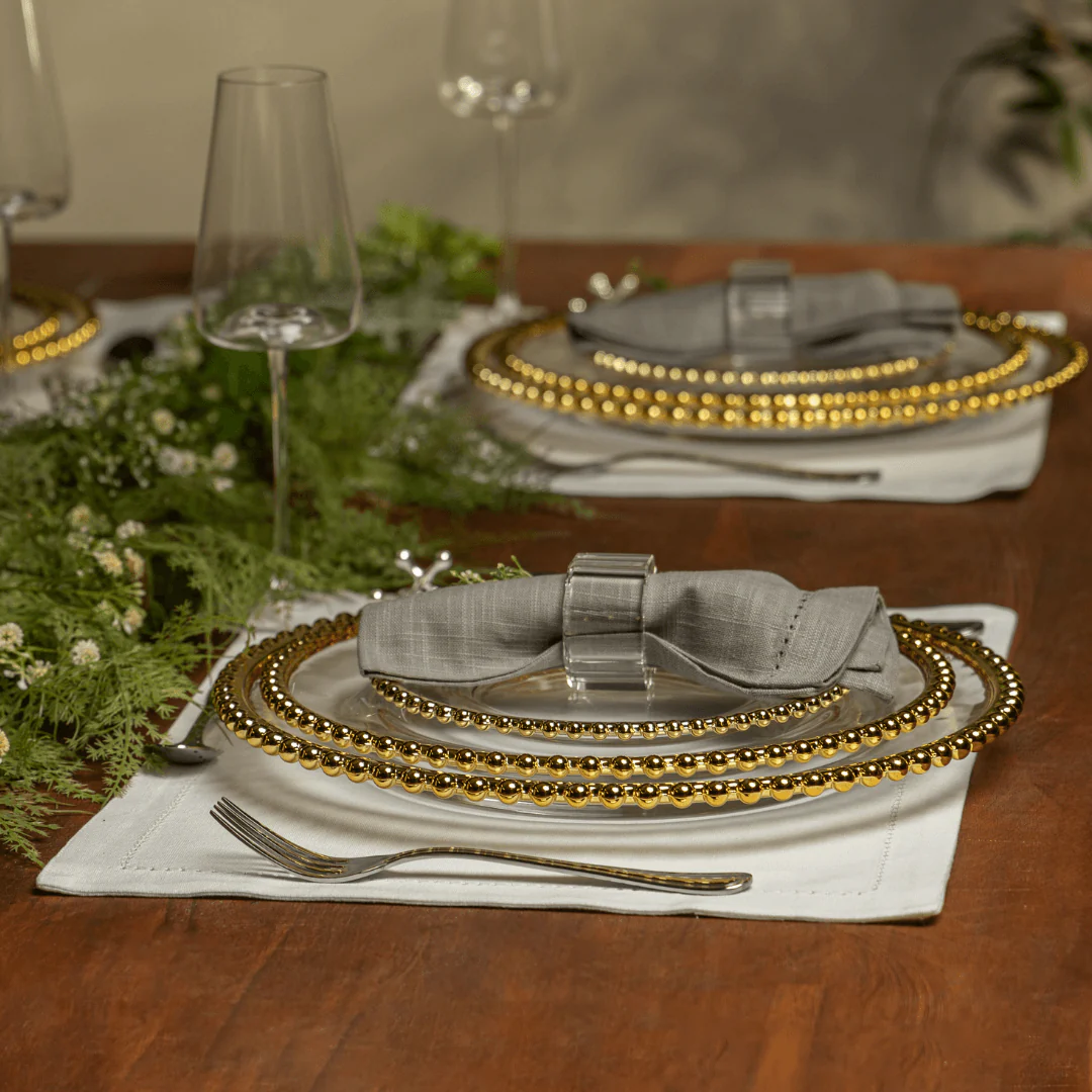 Prato Sobremesa Cristal com Borda Bolinha Dourada Pearl - 20 cm - Image 7
