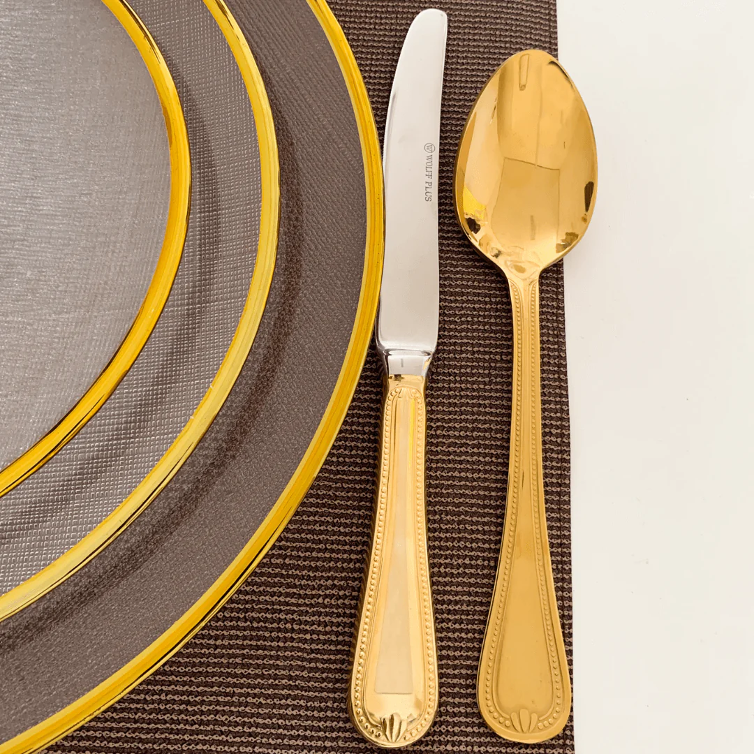 Prato Sobremesa Cristal De Chumbo com Borda Fio de Ouro Wolf - 21 cm - Image 4