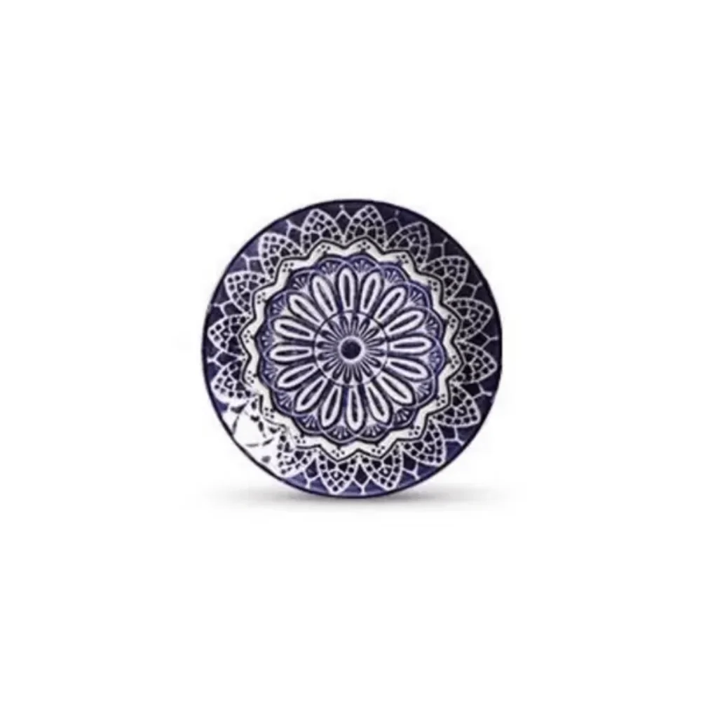 Prato Sobremesa Decorativo Yang Mandala Azul - 20 cm