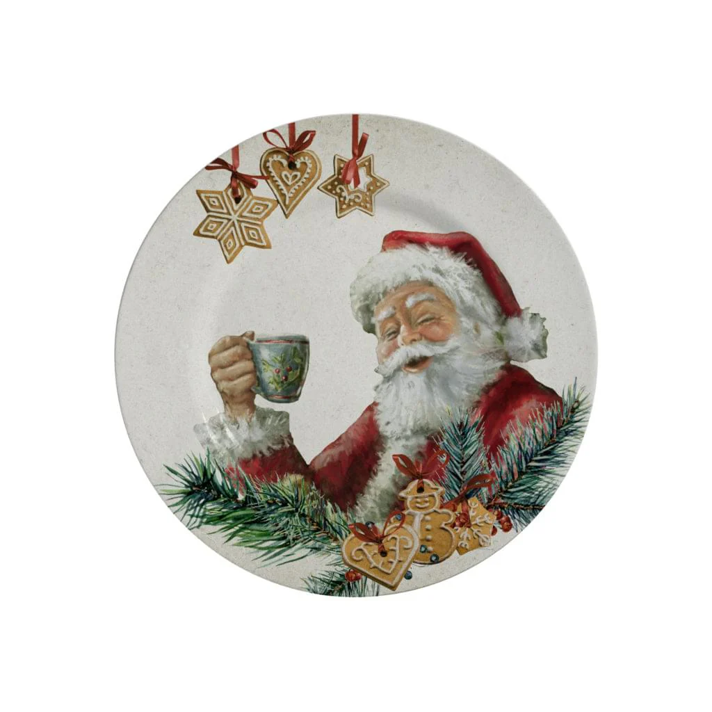 Prato Sobremesa Natal Gingerbread Cerâmica 19,5cm