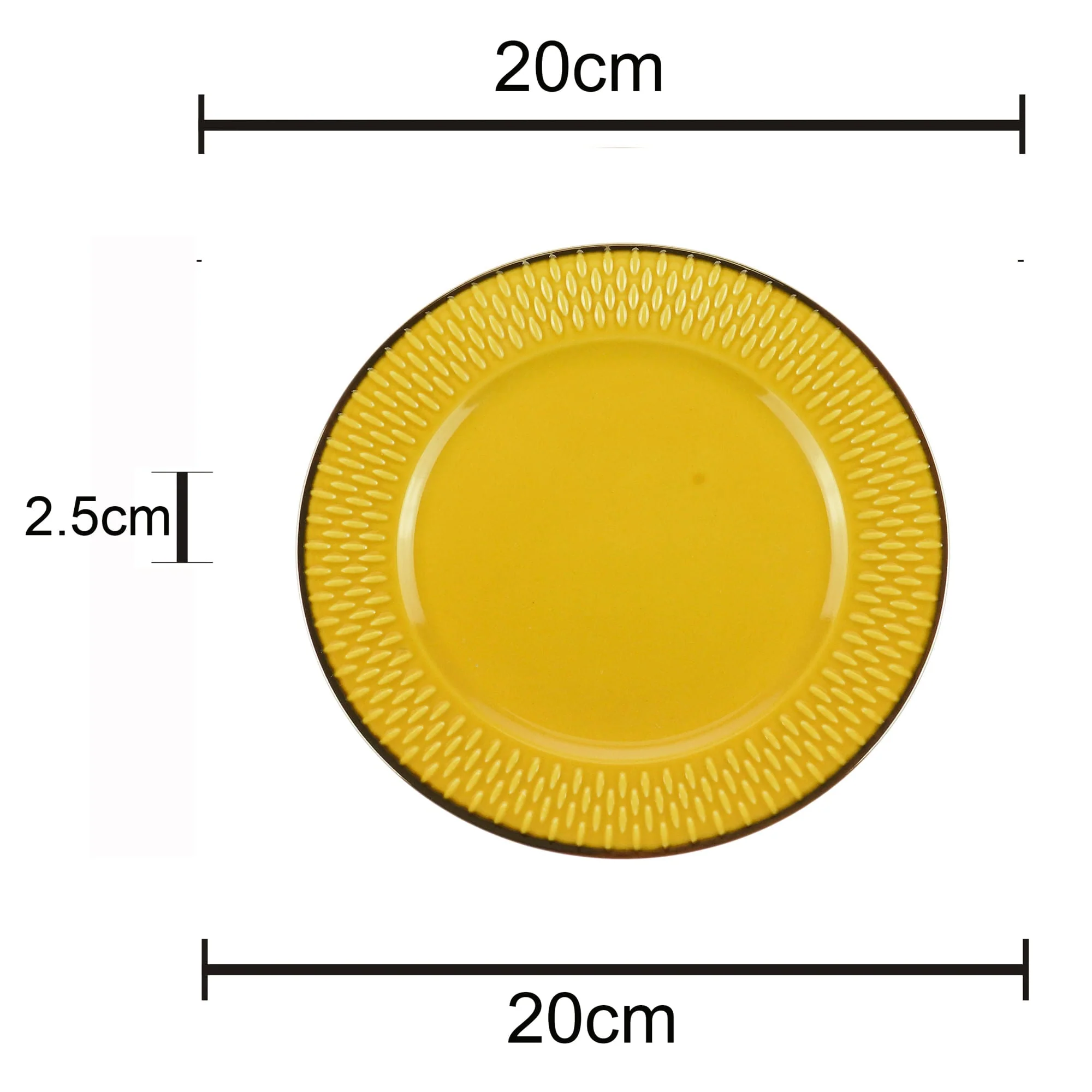 Prato Sobremesa Porcelana Amarelo Drops Detalhe Metalizado 20cm - Image 5