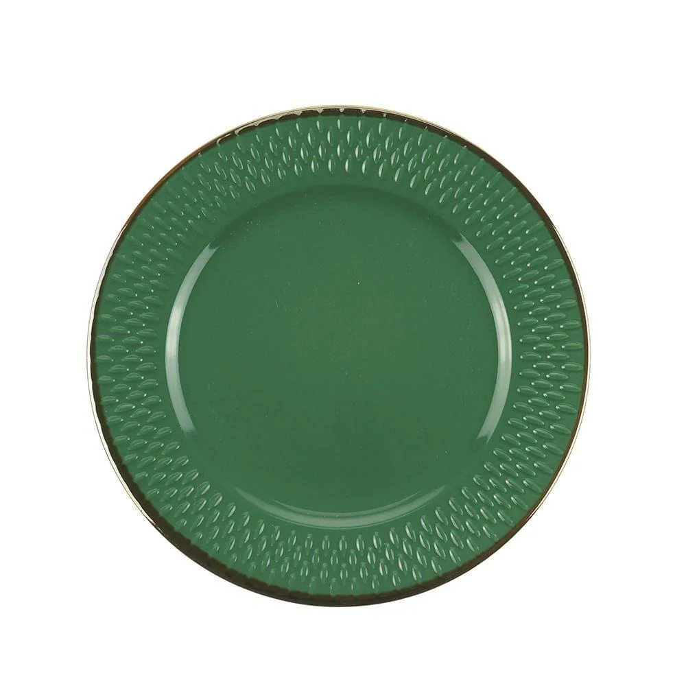 Prato Sobremesa Porcelana Drops Verde 20cm