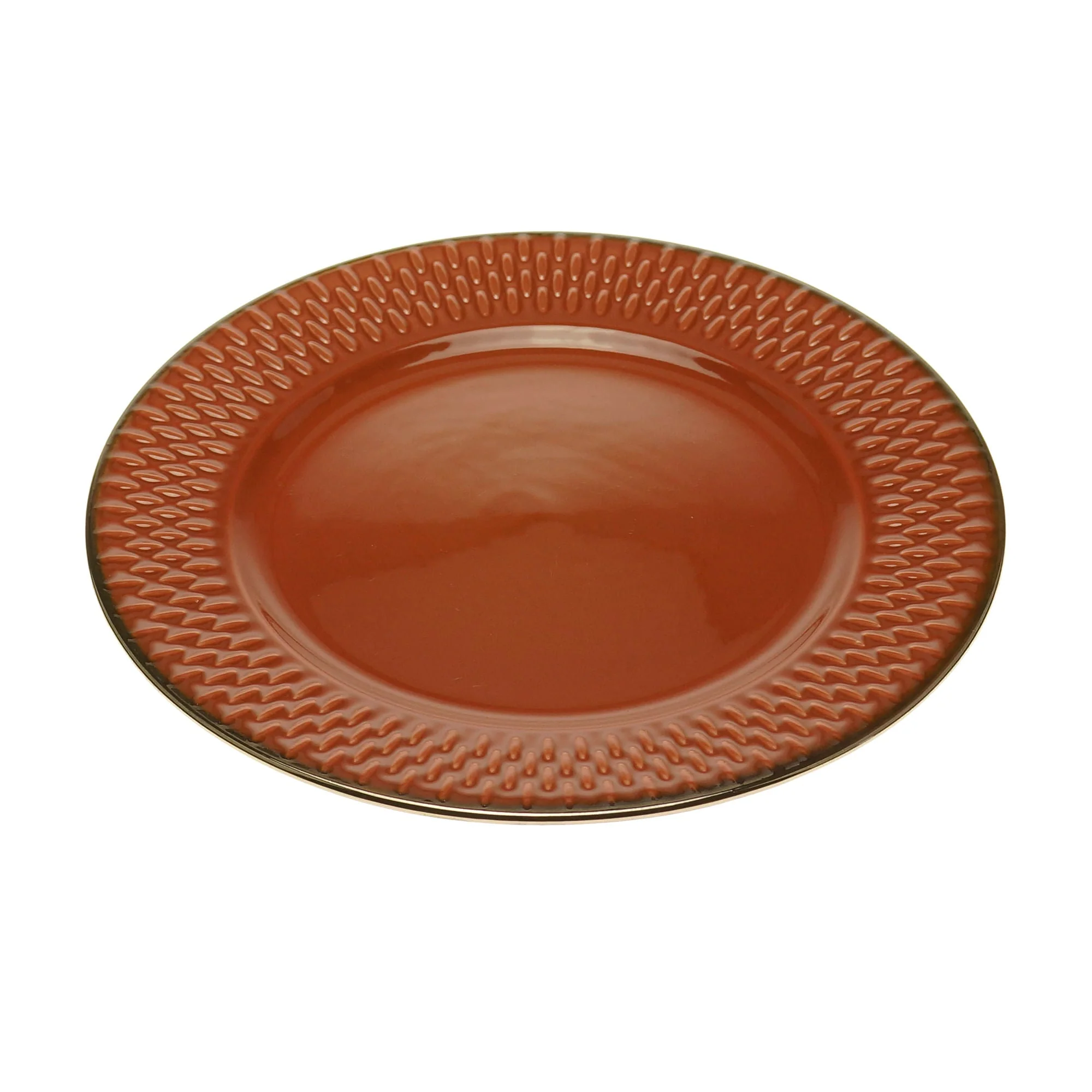 Prato Sobremesa Porcelana Drops Laranja com Detalhe Metalizado - 20cm - Image 3